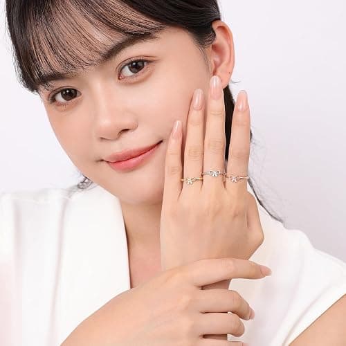 Meissa Dainty Bow Rings Infinity Rings for Women Girls Rose Gold Plated Bow Ring 925 Sterling Silver Handmade Adjustable Friendship Promise Rings thumbnail 8