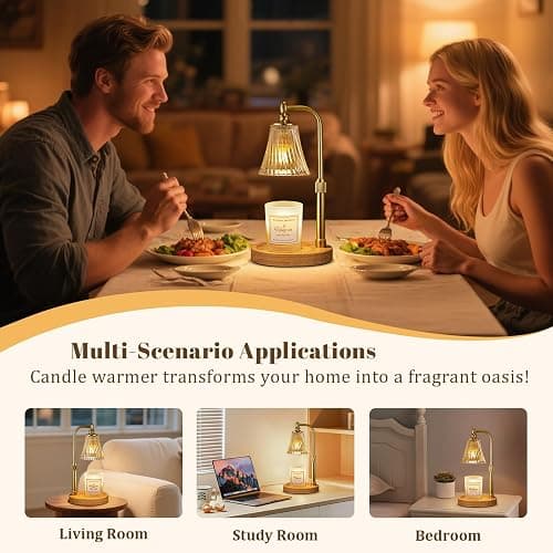 Candle Warmer Lamp with Timer Dimmable,Birthday Gifts for Women Mom Sister,Adjustable Height Wax Melt Warmer for Jar Candles,House Warming Gifts New Home,Ideal for Office,Dorm,Bedroom Home Decor thumbnail 6