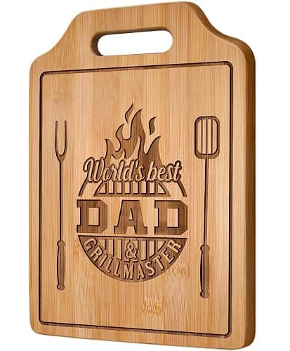 AceThrills Father Day Gift for Dad Gift for Dad from Daughter Son Wife, Birthday Gift for Dads Gifts Who Wants Nothing - Engraved Bamboo Cutting Board 13.78"L x 9.84"W x 0.4"Th - Image 1