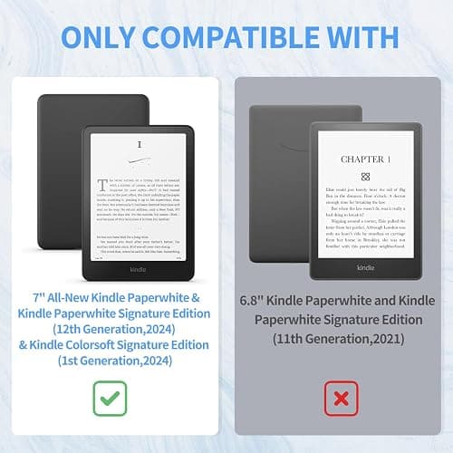 New Kindle Paperwhite 2024 Case 7" (12th Gen) & Kindle Colorsoft Signature Edition Case, Sanyetral Slim PU Leather Cover with Soft TPU Back and Auto Sleep/Wake, Not for Remarkable Kobo -Light Blue thumbnail 2