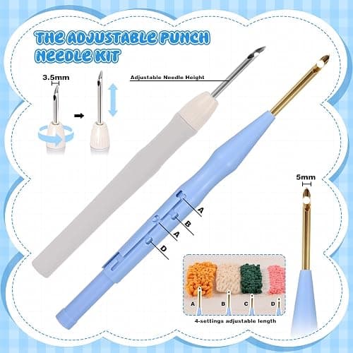 35Pcs Punch Needle Kit Adult Beginner, Adjustable Punch Needle Tool with Different Size Needles & Storage Case, Wooden Handle Embroidery Pen Set for Christmas Gifts, Decoration & DIY Craft Project thumbnail 4