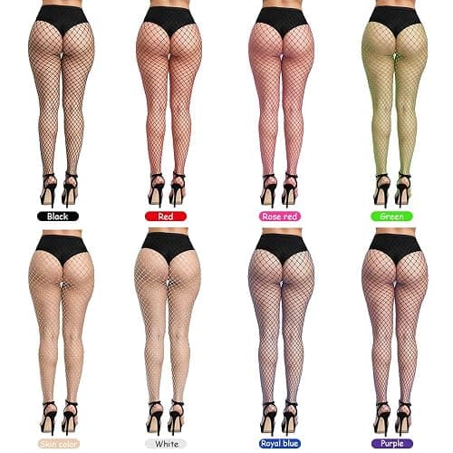 FEPITO 8 Pairs Fishnet Stockings Tights High Waist Stockings Leggings for Women thumbnail 3