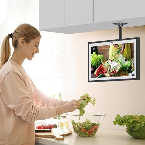 Almoz Under Cabinet Mount for Echo Show 15, Height Adjustable Stand, Wide Range of Motion, Keeps Counters Clear, Tilt and Swivel Mount for All Show 15 Generations, Also Fits Show 21 (Height-Black) thumbnail 7