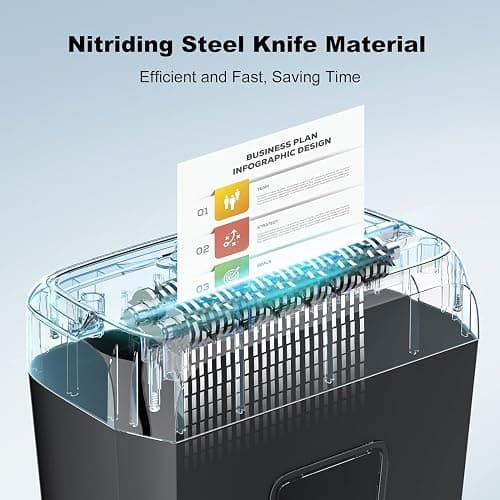 Bonsaii 6-Sheet Cross Cut Paper Shredder for Home, 3.4 Gal Bin | P-4 Security Level, Shreds Credit Cards, Staples & Paper Clips, with Portable Handle, Small Shredder for Home Office，C237-B thumbnail 7
