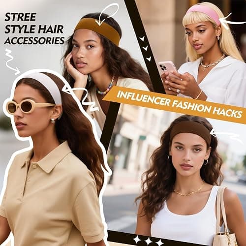 Headbands for Women Stocking Stuffers - 8Pcs Head Bands Non Slip for Women's Hair Accessory Stretchy Fabric Sweat Headband for Workout Sport Yoga Running Christmas Birthday Gifts for Women Valentines thumbnail 6