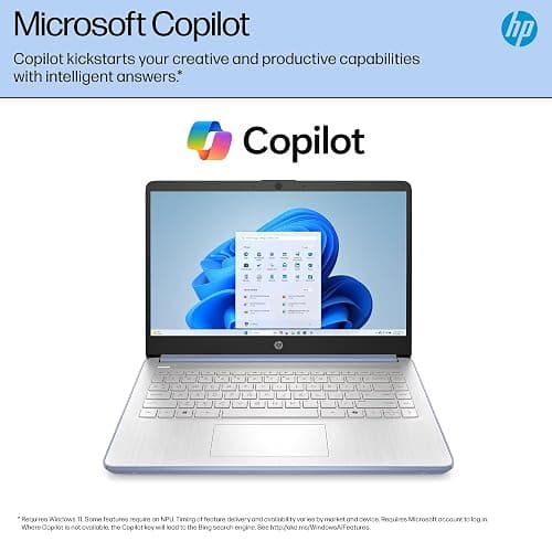 HP 14 Laptop Student Business 2025 Flagship Computer, AI Copilot, 4-Core 13th Gen Intel CPU, 16GB RAM 628GB Storage (128GB UFS+ 500GB Ext), 1-Yr Office 365, Long Battery HubxcelAccessory Win 11S Blue thumbnail 5