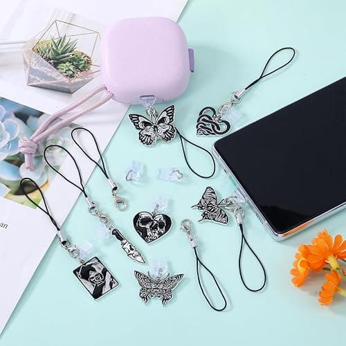 WEWAYSMILE 8 Pcs Type C Dust Plug Charm Cute Cell Phone Charms Mobile Dustproof Plugs with Charms for Most Type C USB C Cell Phone(Gothic Style) thumbnail 5