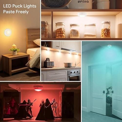 Aokpsrt Puck Lights with Remote Control, 16 Color Changeable Wireless LED Light,Under Cabinet Lights, Battery Operated Light with Dimmer & Timmer Great for Closet, Bedroom,Kitchen(12 Packs) - 12 Packs - White thumbnail 5
