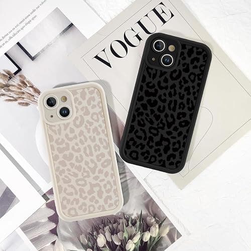 lioscre 2 Pack Cute Cheetah Print Phone Cases for iPhone 14 Case 6.1", Aesthetic Cool Leopard Pattern Design Cover Shockproof Soft Slim TPU Full Camera Lens Protective Funda for Women Girls thumbnail 6