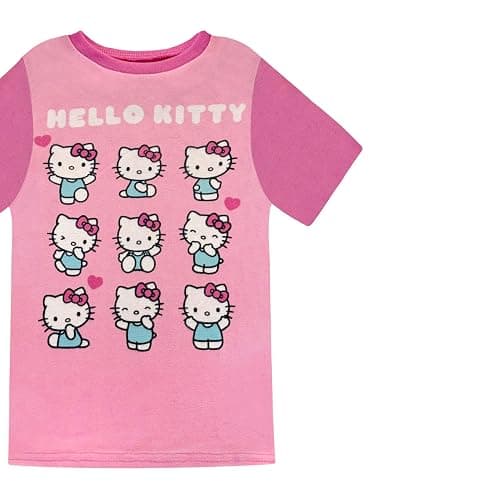 Hello Kitty Girls 4 Piece Pajama Set - Tight Fit Soft Short Sleeve Shirt, Shorts & Pants - Kids Sleepwear - Official License thumbnail 3