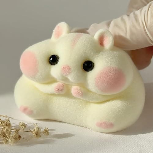 Handmade Taba Squishy Hamster Toy, Cute Squishy Hamster Fidget Toy, Realistic Hamster Toy, Soft Silicone Mochi Furry Toy, Stress Relief Gift for Adults & Kids, Sensory Anxiety Plushie (White) thumbnail 2