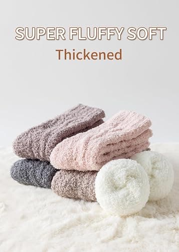 Runyizhenzhi Warm & Cozy Gifts for Women, Fluffy Fuzzy Sock, Plush Sleeping Slipper Socks - Soft Warm Fabric thumbnail 4