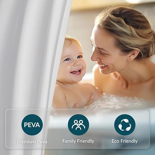 Titanker White Shower Curtain Liner 72 x 72 Plastic Shower Liner Washable Inside Shower Curtain Liner PEVA Shower Curtains for Bathroom with Magnets and Rustproof Metal Grommet Holes - White - 72"W x 72"L (Pack of 1) thumbnail 4