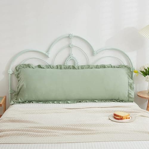 Sage Green Body Pillow Cover 20x54inches Long Pillowcase Ruffled Pillowcases Shabby Chic Ruffled Fringe Decor Body Ruffled Pillow Sham Cute Pillowcase (1 Body, Sea Green) thumbnail 2