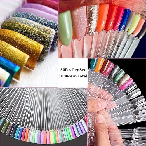 Swatches 100Pcs Swatch Sticks Colour Display Tips Art Tips Sticks with Metal Ring for Salon and Beginners (Clear) thumbnail 5