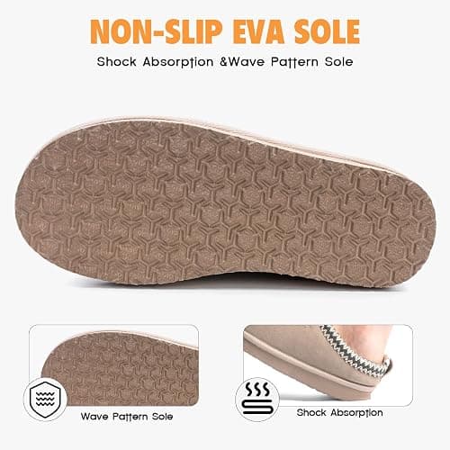 FITORY Women's Suede Slipper, Flat Slip On House Shoes with Faux Fur Lining Indoor Outdoor Short Mini Boots thumbnail 5