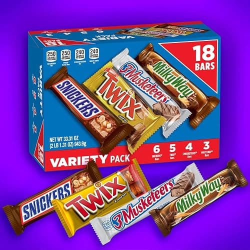 SNICKERS, TWIX, MILKY WAY & 3 MUSKETEERS Individually Wrapped Variety Pack Full Size Milk Chocolate Candy Bars Bulk Assortment, 33.31 oz, 18 Bars (Pack of 2) thumbnail 5