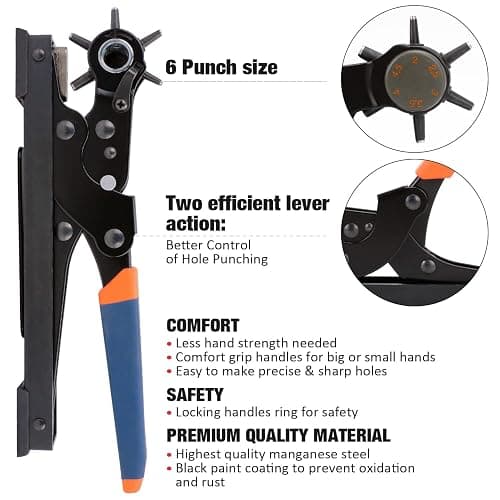 KingTool Desktop Leather Hole Punch Set, Super Heavy Duty Rotary Puncher, Multi Hole Sizes Maker Tool, Make Hole Punch Easier thumbnail 3