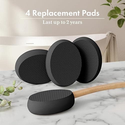 AmazerBath Lotion Applicator for Back, Feet, 4 Replacement Pads with 17" Curved Handle, Back Sunscreen Applicator for Kids, Elderly, Women, Apply Skin Cream Medicine Moisturizer Tanner, Black thumbnail 6