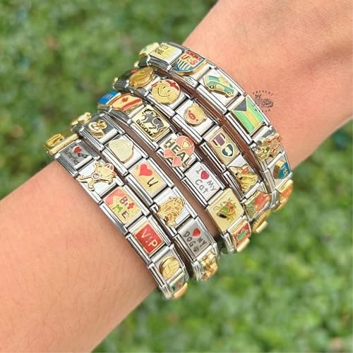 Present Realm Italian Charm Bracelet - Mystery Assorted Vintage with 18 Unique Italian Charms, Silver Assembled Set of 1 Full Bracelet thumbnail 6