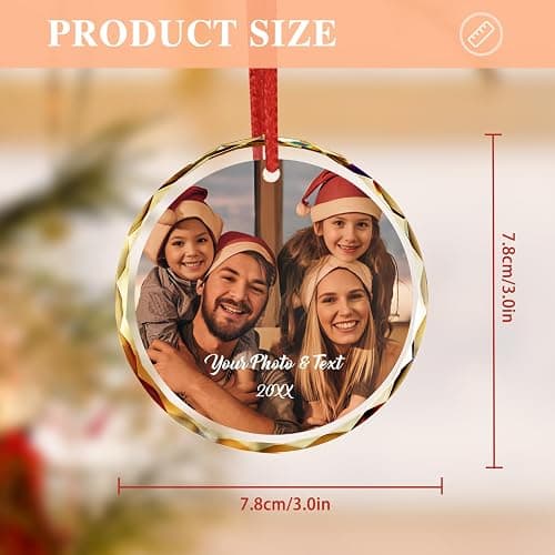 Bemaystar Personalized Crystal Christmas Ornaments with Photo,Custom Christmas Ornament,Wedding Gifts for Couples,Bridal Shower Gifts for Bride - Color2 thumbnail 2