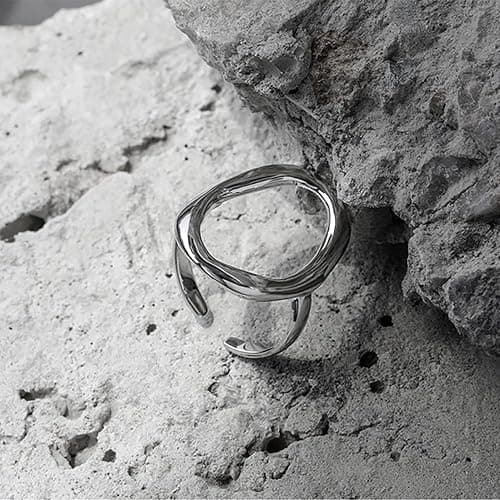 Aktully Chunky Gold Statement Ring for Women Chunky Gold Circle Ring Adjustable Open Promise Minimalist Statement Rings Trendy Jewelry for Women thumbnail 5