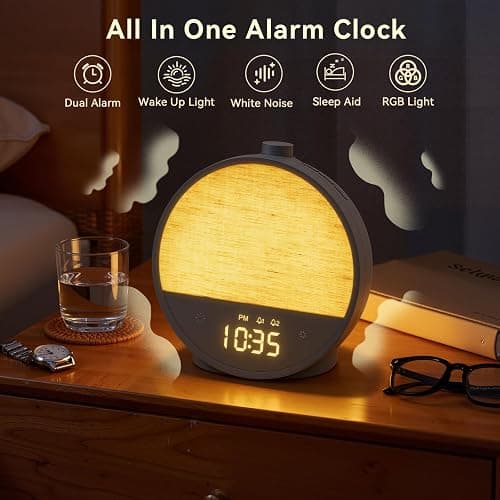 Vivilumens Sunrise Alarm Clock, Gentle Wake-Up Light & Sound Machine, Dual Alarms for Heavy Sleepers Adults, Natural Sounds, RGB Mood Light, Dimmable Bedside Night Lamp Ideal for Bedroom & Gifts thumbnail 2