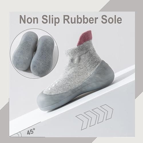 Hstyle Baby Sock Shoes Toddler Boys Walking Shoes Infant Slippers Sneakers | Non-Slip,Soft Rubber Sole,Lightweight,1st Birthday Gifts for Baby Boys Girls thumbnail 3
