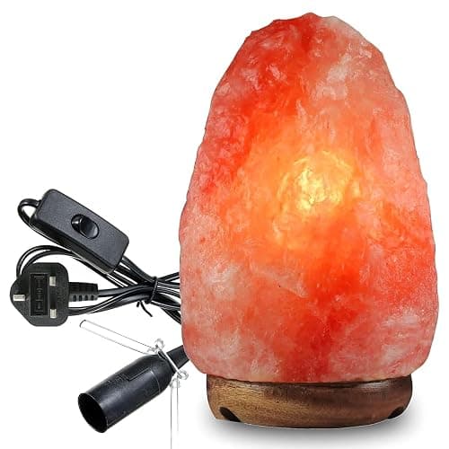 ASPIRE UK 100% Real 2-3KG Himalayan Crystal Rock Salt Lamp - Direct from Foothills of The Himalayas - Wooden Base Calming Atmosphere Night Lamp - Handcrafted Design - Image 1