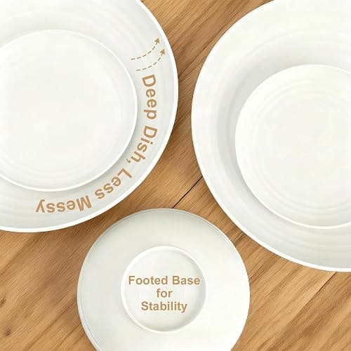 BUSOKIP Plates and Bowls Sets for 8, Unbreakable & Lightweight Wheat Straw Dinnerware Sets 32 PCS, Microwave Safe Dishes Set for 8, Dinner Plate, Kitchen Cups and Bowls for Outdoor- White thumbnail 6