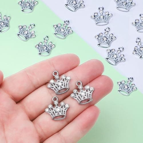 Hicarer 48 Pieces Crown Charms Mini Crowns for Crafts Crystal Pendants Vintage Jewelry Charms for DIY Jewelry Making Accessories Craft Supplies thumbnail 6