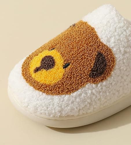 Animal Pattern Slippers - Hello Cat, Bear, Moose & Love Designs - Comfy Memory Foam Plush Cloud Slippers for Couples & Indoor Home thumbnail 3