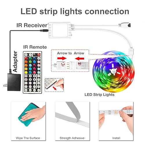 DAYBETTER LED Strip Lights 100ft, Smart Lighting with App Remote Control, RGB LED Lights for Bedroom, Music Sync Color Changing for Room Home Decor Party (1 Roll) thumbnail 2