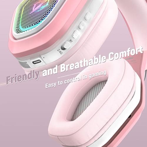 Ozeino 2.4GHz Gaming Headset Wireless with Flip Mic for Ps5, Ps4, PC, Gaming Headphones with USB-A & USB-C Transmitter, 40Hr Battery Bluetooth Headset for Laptop, Mobile, Mac thumbnail 4