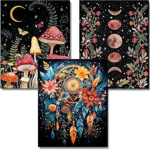 OFRKE Diamond Painting Kits for Adults,3 Pack Mushroom Moon Diamond Art for Beginners, Diamond Round 5D Full Drill Paint with Diamonds Pictures Gem Art Painting Kits DIY Crafts Kits 12x16inch - Image 1
