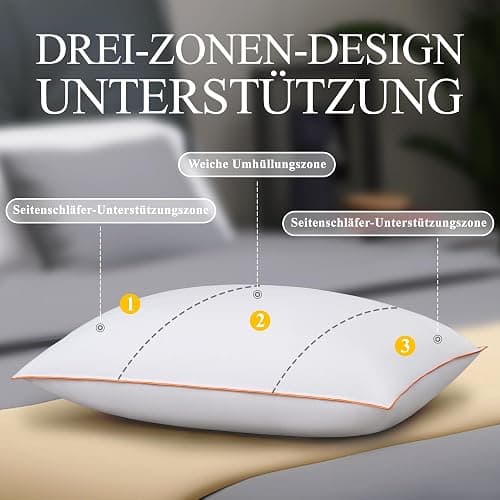 Orange Wave Daunenkissen 80x80cm Federkissen - Kopfkissen 80x80 1er Kissen Daunen und Federn Schlafkissen, RDS und Oeko-TEX Seitenschläferkissen für Maximale Unterstützung und Luxuriösen Schlafkomfort thumbnail 5