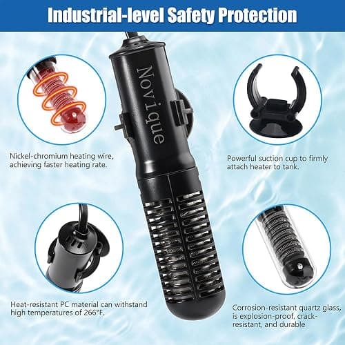 Novique Mini Submersible Aquarium Heater 25W Small Betta Fish Tank Heater with Digital Thermometer (Preset Temperature 78℉) thumbnail 4