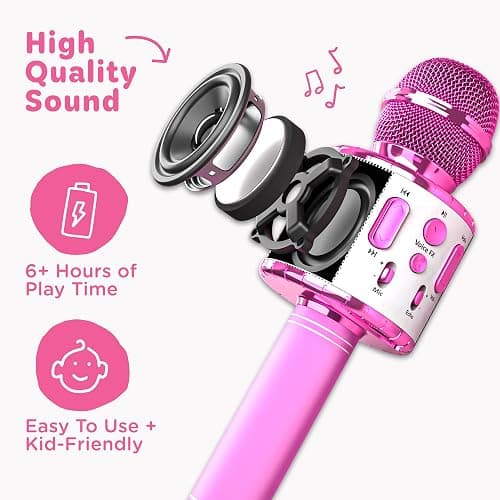 Move2Play, Kids Karaoke Microphone | Includes Bluetooth & Pre-Loaded Songs | Girls Birthday Toy for 2, 3, 4, 5+ Girls & Boys thumbnail 5