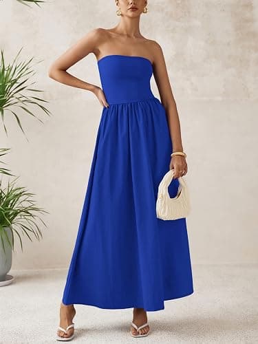 PRETTYGARDEN Women Summer Elegant Strapless Maxi Dress Tube Top | Semi Formal Cocktail Party Wedding Guest Dresses, Cute Off The Shoulder Sleeveless Sundresses, A Line Flowy Long Dress 2026 thumbnail 3
