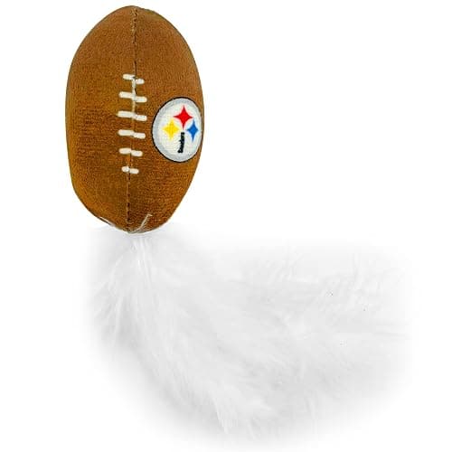 BEST PLUSH CAT TOY NFL PITTSBURGH STEELERS Complete Set of 3 piece Cat Toys filled with Fresh Catnip. Includes: 1 Helmet Cat Toy, 1 Football Cat Toy with Feathers & 1 Beer Bottle. Beautiful Team LOGOS thumbnail 5