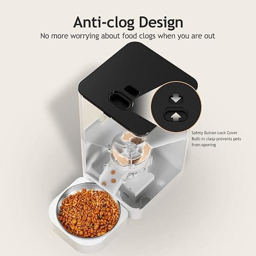 VOLUAS Automatic Cat Feeders - Dry Food Dispenser with Timer, Desiccant Bag, Programmable Portion Size Control 4 Meals Per Day, 10s Voice Recorder thumbnail 3