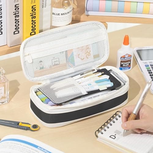 EASTHILL Big Capacity Pencil Case Large Pencil Pouch Stationery Pen Bag for Teen Girls-Black thumbnail 2