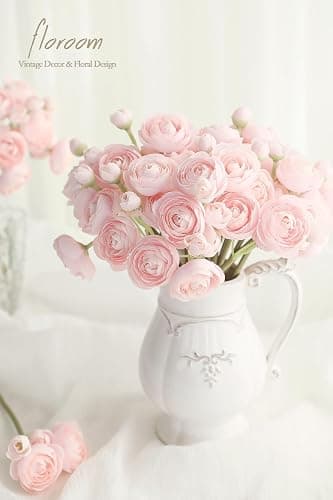 Floroom Ranunculus Artificial Flowers 18 Pcs Blush Faux Silk Mini Ranunculus Bulk Fake Wedding Filler Flowers for DIY Pink Bouquets, Centerpieces, Bridal Shower Decorations & Arrangements thumbnail 2
