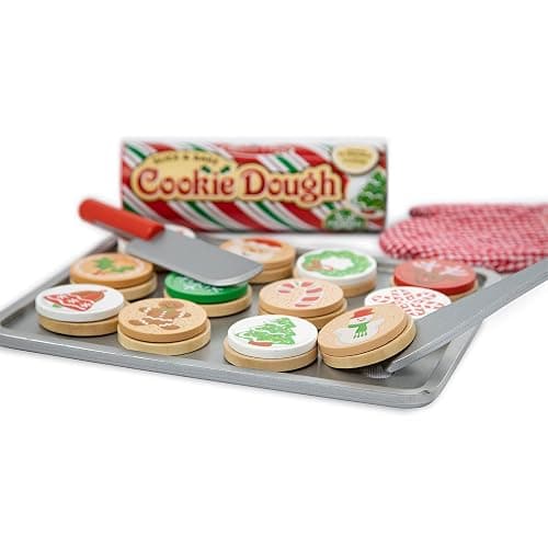 Melissa & Doug Slice and Bake Wooden Christmas Cookie Play Food SetPretend Holiday Santa Cookies for Kids 3+ thumbnail 4