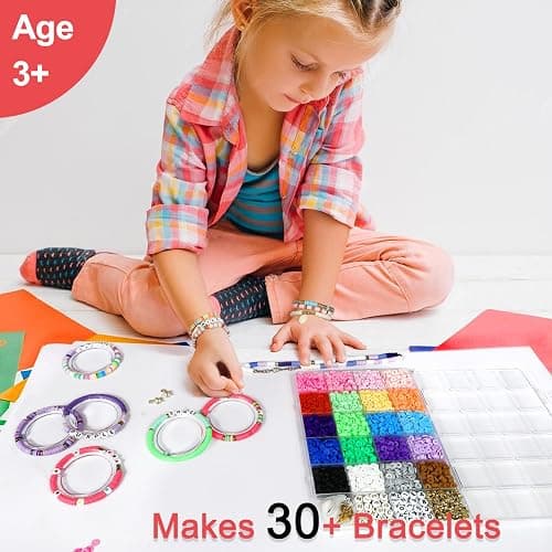Redtwo 3400 Pcs Clay Beads Bracelet Making Kit, Friendship Bracelet Kit for Jewelry Making, Flat Polymer Heishi Beads with Charms, Gifts Crafts Set for Girls Ages 6-12 thumbnail 2