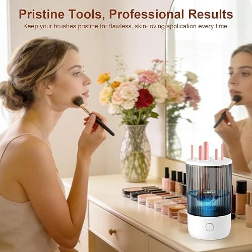 Electric Makeup Brush Cleaner, 6500RPM Automatic Makeup Brush Cleaner Machine, Portable Design with 1800mAh Rechargeable Battery for Makeup Brushes, Perfect Gift for Makeup Lovers thumbnail 8