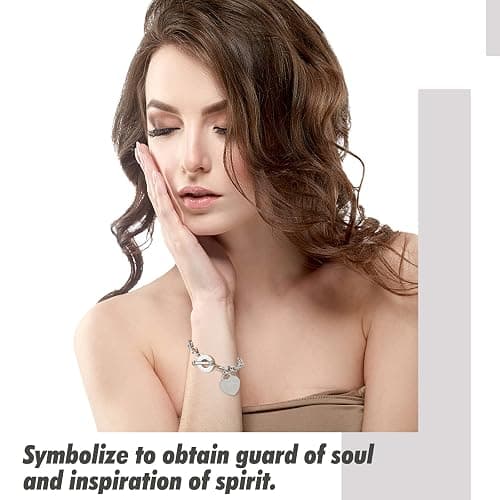 Emibele Heart Charm Bracelet for Women, Bible Verse Bracelet Stainless Steel 18K Gold Plated Bracelet Love Pendant Link Chain OT Clasp, Birthday Christmas Jewelry Gift for Mother Her thumbnail 4