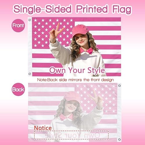 Custom Pink America Flag Personalized US Pink Flags with Your Photo Image Text, Single-Sided 2x3 3x5 4x6 5x8 Ft Flag, Customized Funny Tapestry Poster For Bedroom Living Rooms Dorm Decorate Gift thumbnail 6