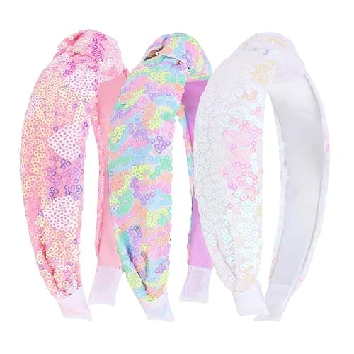 Brimekichio Sequin Girls Headbands, Knotted Kids Headbands for Girls, Sparkly Glitter Hair Band Girl Hair Accessories - Image 1