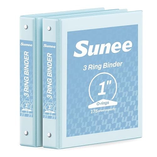 SUNEE 3 Ring Binder 1 Inch 2 Pack, Clear View Binder Three Ring PVC-Free (Fit 8.5x11 Inches) for School or Office Supplies, Blue - Image 1